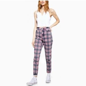 🎉 Topshop Pink Plaid Mom Jeans